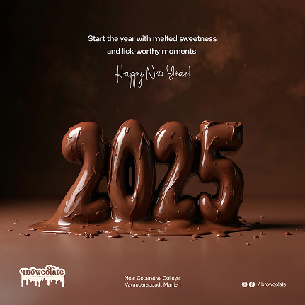 Browcolate social media post design — appetizing chocolate dessert visual to increase online engagement and drive conversions