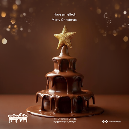 Browcolate social media post design — appetizing chocolate dessert visual to increase online engagement and drive conversions