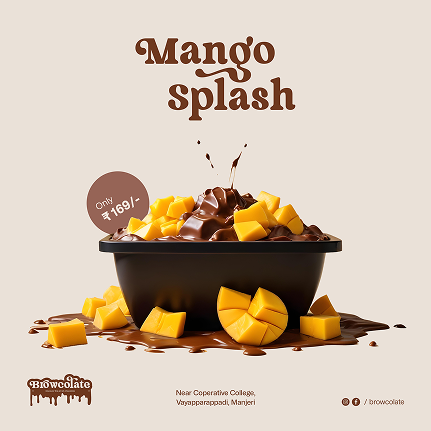 Browcolate social media post design — appetizing chocolate dessert visual to increase online engagement and drive conversions