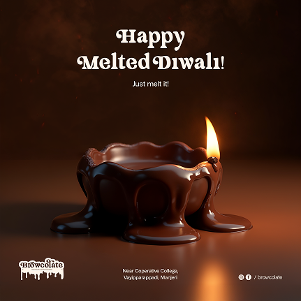 Browcolate social media post design — appetizing chocolate dessert visual to increase online engagement and drive conversions