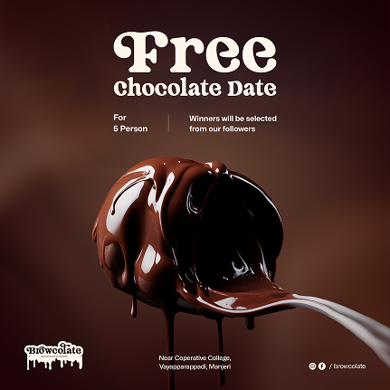 Browcolate social media post design — appetizing chocolate dessert visual to increase online engagement and drive conversions