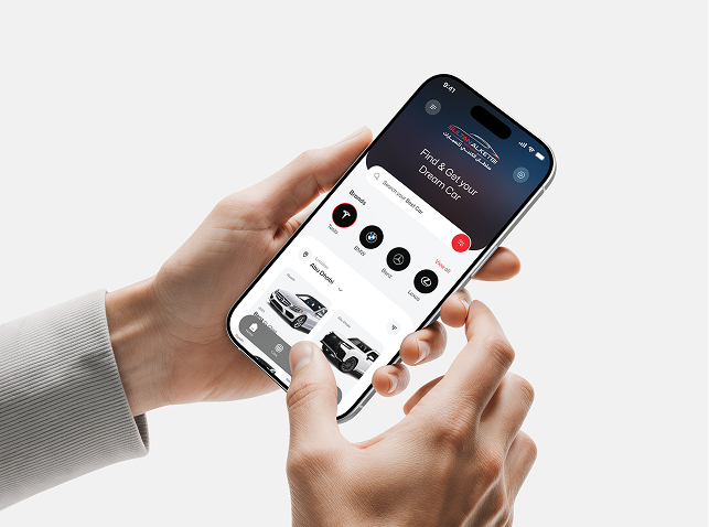 Sulthan Al Khetbi — Fleet management mobile app interface showing car listings and vehicle details