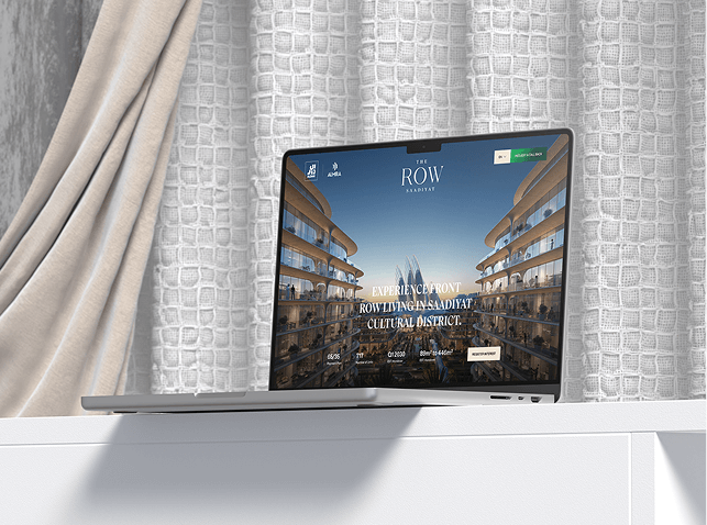 The Row Saadiyat landing page design — Premium real estate UI/UX for luxury property project by Aldar, Saadiyat Island, Abu Dhabi